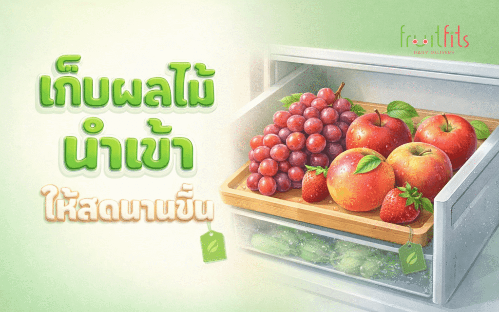 เก็บผลไม้นำเข้า ให้สดนานขึ้น — ปกบทความ Fruitfits